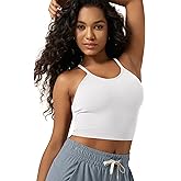 ODODOS Women's Crop Seamless Rib-Knit Camisole Strappy Racerback Cropped Tank Tops
