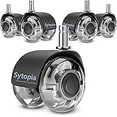 Office Chair Wheels 2" Desk Chair Caster Wheels Smooth Roller Style Quiet for Carpet and Hardwood Floors Universal Fit 11x22 mm Set of 5 Grey