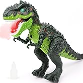 DPAPDI Electric Walking Dinosaur Toys for Kids - Small Tyrannosaurus with Detachable Tail Simulated Flame and Realistic Sounds, Best Dino Gifts for Boys & Girls 3-5 5-7