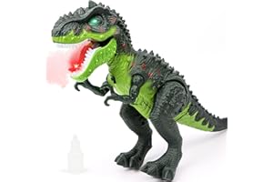 DPAPDI Electric Walking Dinosaur Toys for Kids - Small Tyrannosaurus with Detachable Tail Simulated Flame and Realistic Sounds, Best Dino Gifts for Boys & Girls 3-5 5-7