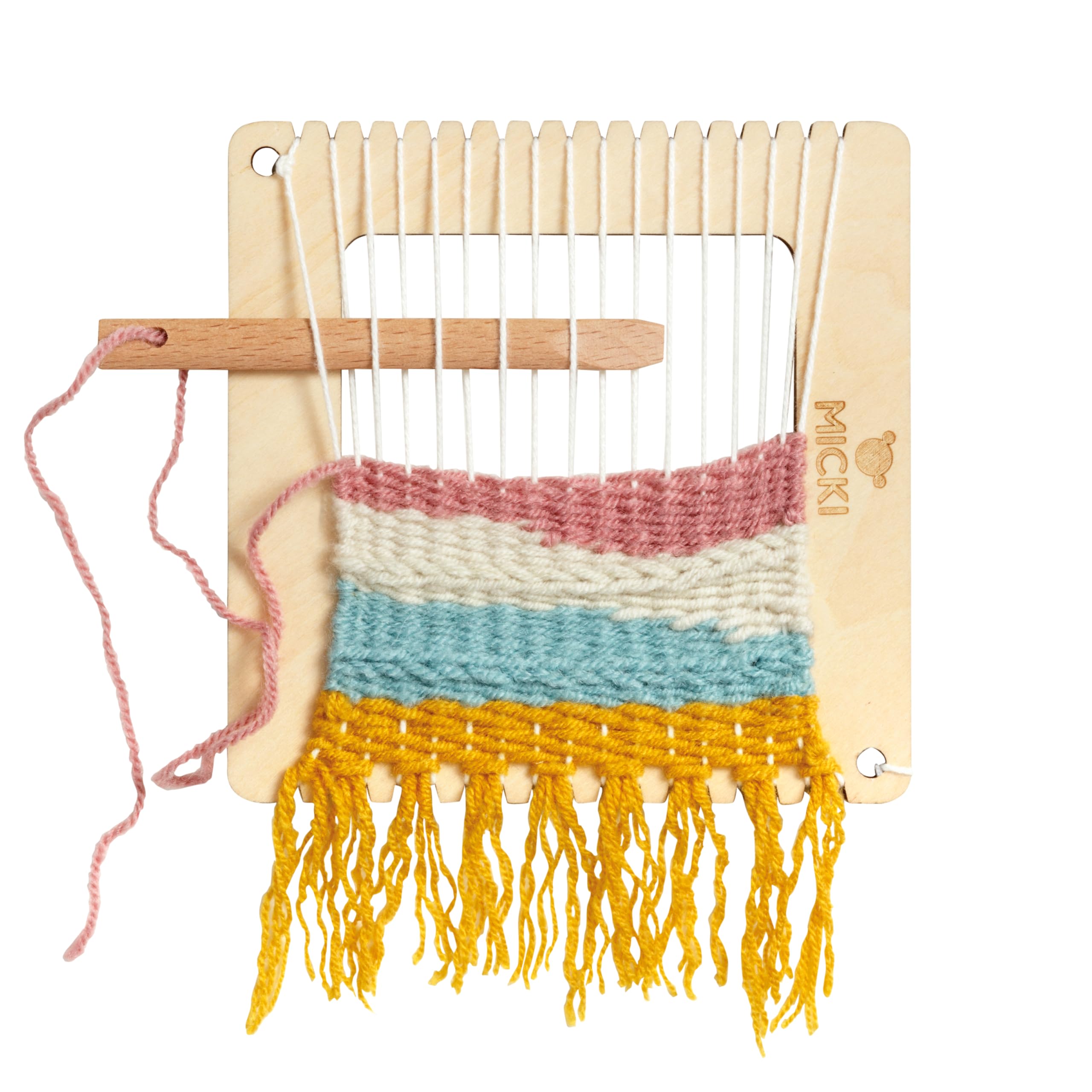 Micki Square Weaving Loom - Wooden Toys Weaving Kit + Weaving Yarn — Arts and Crafts for Kids — Art Supplies — Age 3+