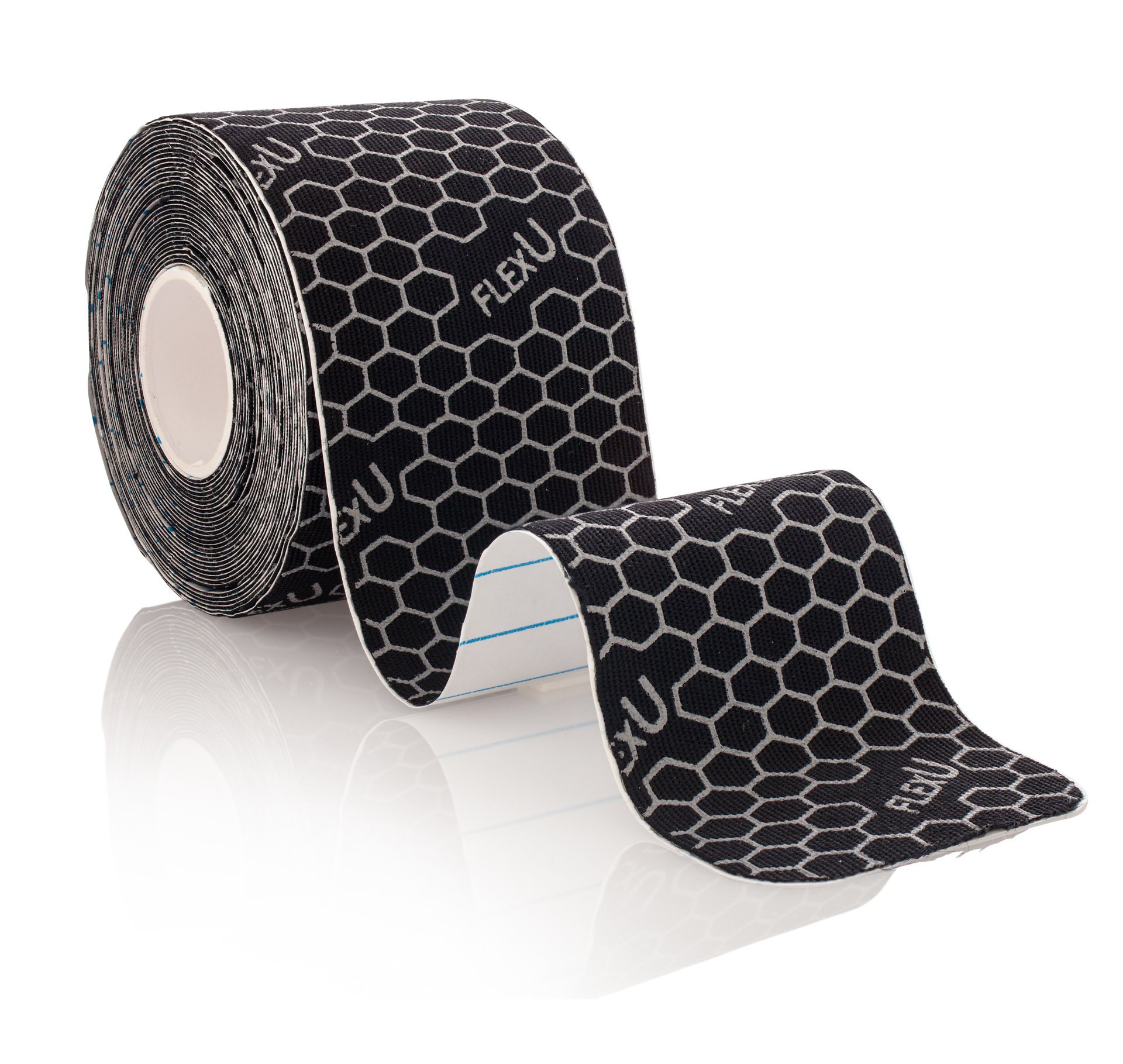 FLEXU Kinesiology Tape; Single Roll (Pre-Cut or Continuous); Advanced Strength and Flexibility Properties; Longer Lasting Therapeutic Recovery; Sports Tape (Black un-cut)