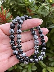 Snowflake Obsidian Crystal Bead Bracelet