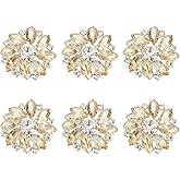 PATIKIL 6Pcs Flower Rhinestone Buttons, 1"(25mm) Champagne Crystal Shank Buttons for Clothing, Fancy Flower Rhinestone for Sewing DIY Crafting