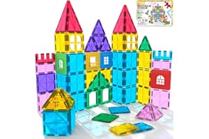 Jasonwell Magnetic Tiles Kids Magnetic Blocks 60PCS Building Sets 3D Magnet Toys Preschool Educational Construction STEM Toy Christmas Birthday Gifts for Toddlers Boys Girls 3 4 5 6 7 8 9 + Year Old
