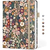 Taja Pretty Lined Journal for Women, Aesthetic Hardcover Leather Journal | A5 Journal for Writing, College Ruled Notebook for Work &amp; Note Taking, Office School Home, 160 Pages, Garden