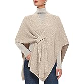 PULI Womens Crossover Front Shawl Wraps Casual Warm Knit Travel Poncho Shawls for Fall Winter