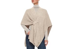 PULI Womens Crossover Front Shawl Wraps Casual Warm Knit Travel Poncho Shawls for Fall Winter