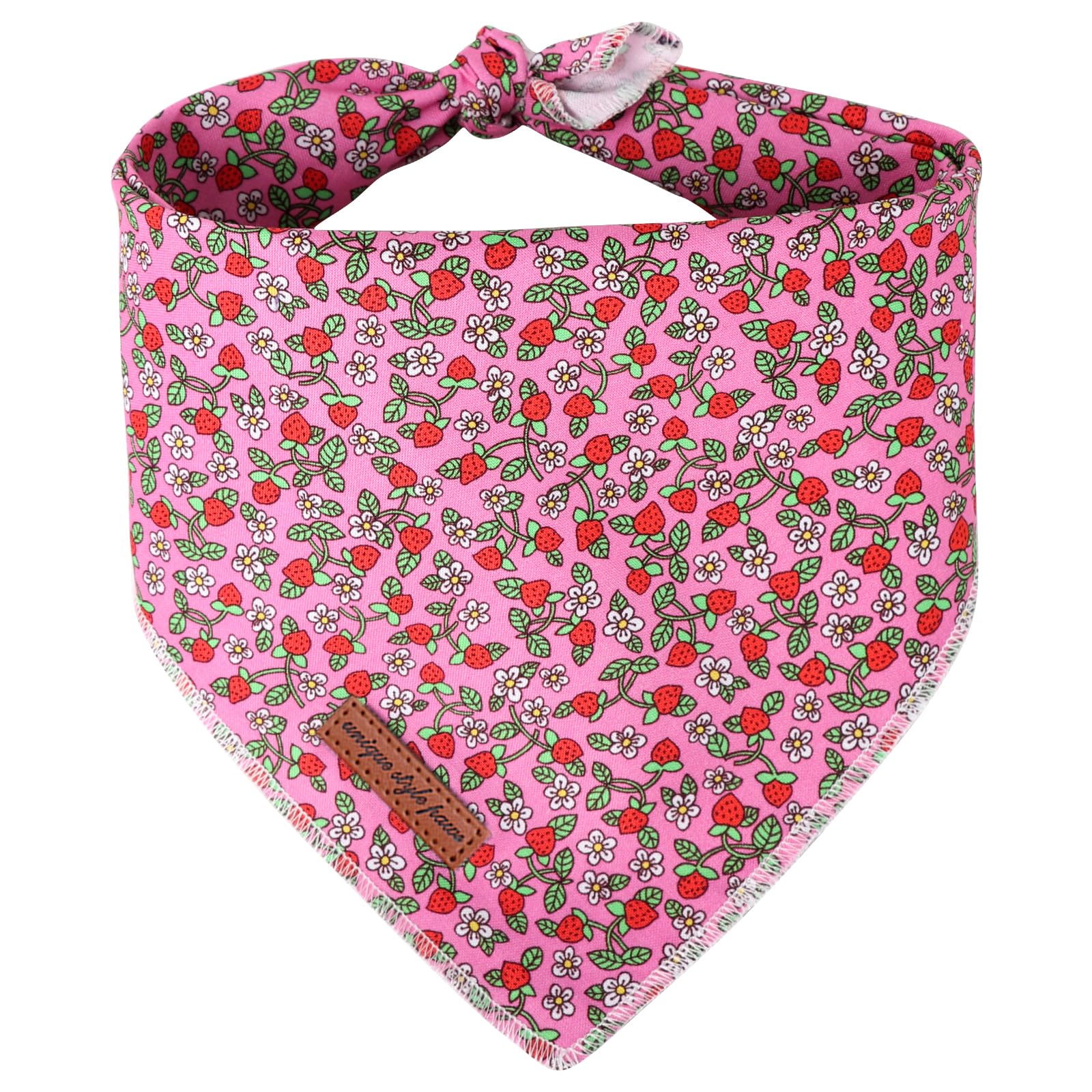 Unique style paws Summer Dog Bandanas Pet Pink Scarf for Boy and Girl Strawberry Premium Durable Fabric Colorful Green Kerchief for Medium and Large Dogs L