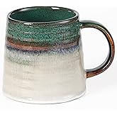 masoline Large Ceramic Coffee Mug, Handmade Pottery Mugs, Tea Cups with Big Handle for Office and Home, 15.5 oz, Dishwasher and Microwave Safe (Ink Green)