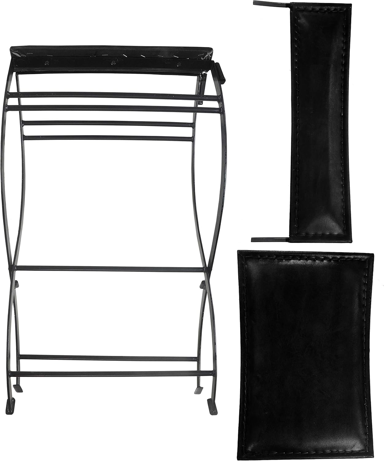 LR Home Faux Leather Director Accent Chair, 28" L x 17" W x 31" H, Black: Furniture & Decor