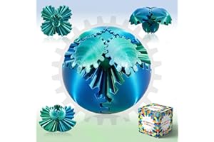 HYBAIS Gear Ball-3D Printed Gear Sphere ,3D Printed Gear Toy Spin Ball Cube Fidget Toy,The Steampunk Whirling Wonder Fidget Ball Toy,Stress Ball for Adult and Kids,Halloween (Blue Green)