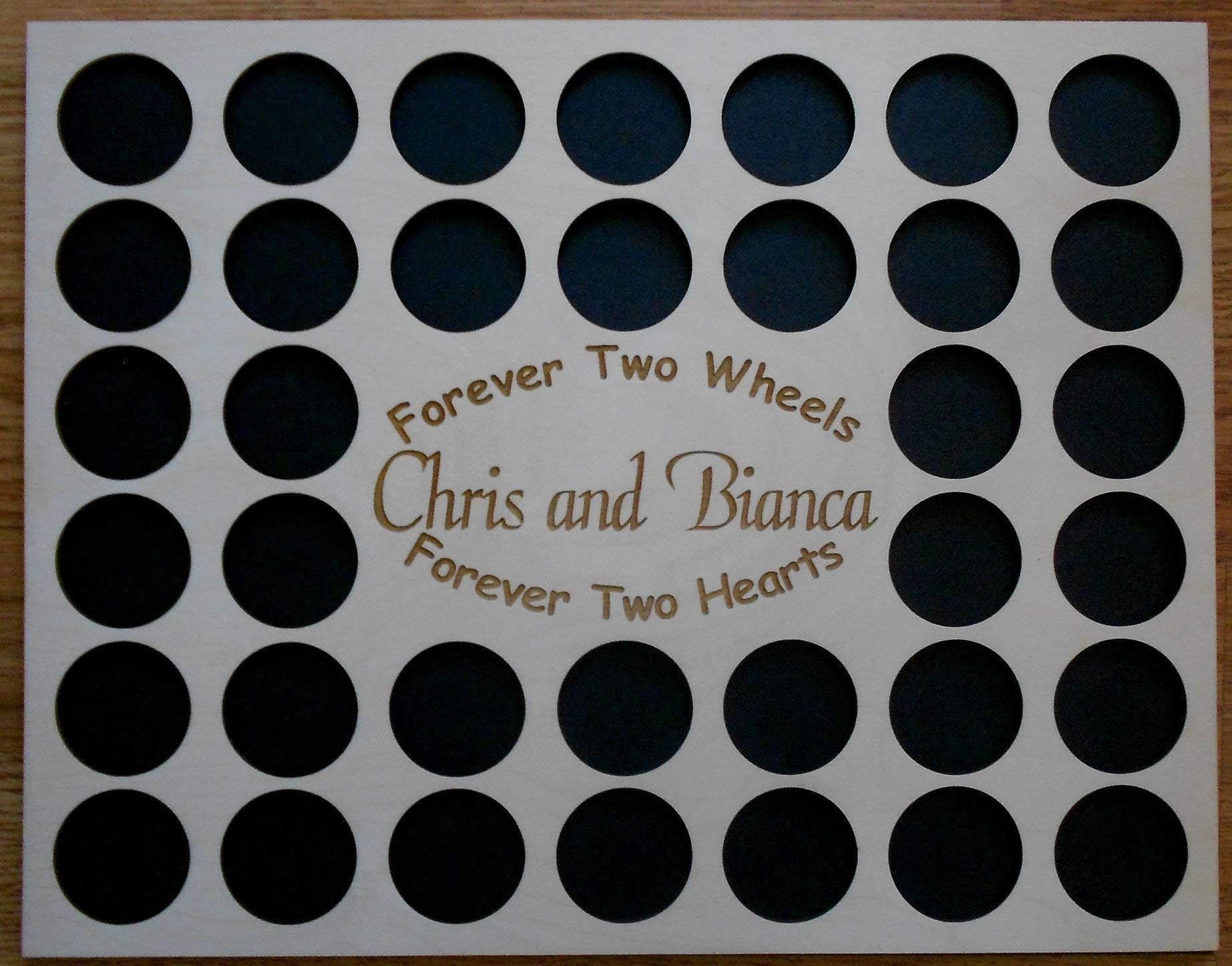Custom Chip Insert for Harley Davidson or Casino Chips Personalized Forever Two Wheels 11x14" birch holder and frame option