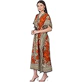 LAPSHA'S Women's Kaftan Dress Beach Cover Up Tribal Ethnic Print Plus Size Loose Kimono Maxi Dress