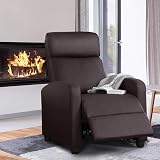 Yaheetech Recliner Armchair Brown PU Leather Footrest Adjustable Backrest Sofa view 4