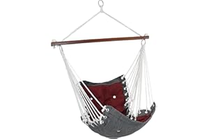 Sunnydaze Tufted Victorian Large Hanging Hammock Chair - Sturdy 300 Pound Capacity - Red