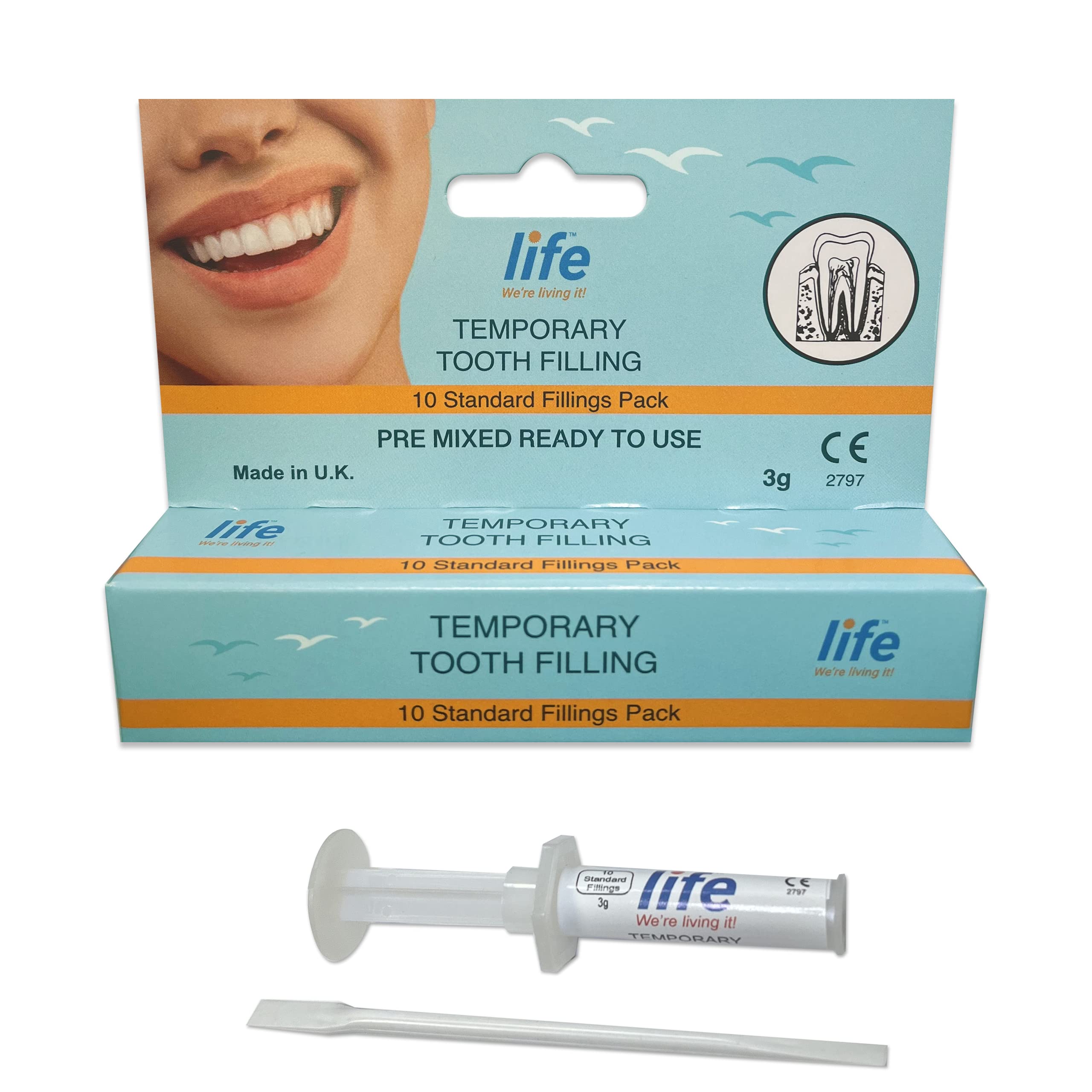 Life Healthcare Temporary Tooth Filling Kit – No Mixing, 10 Ready-to-Use Fillings for Lost or Broken Fillings, Dental Emergency Repair, Made in the UK