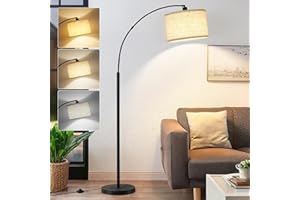 Luvkczc 71" Arc Floor Lamps for Living Room, Standing Lamp with Adjustable Head, Tall Pole Lamp with Foot Switch, Arched Reading Light for Bedroom, Office, 9W 3 Color Temperatures Bulb Included