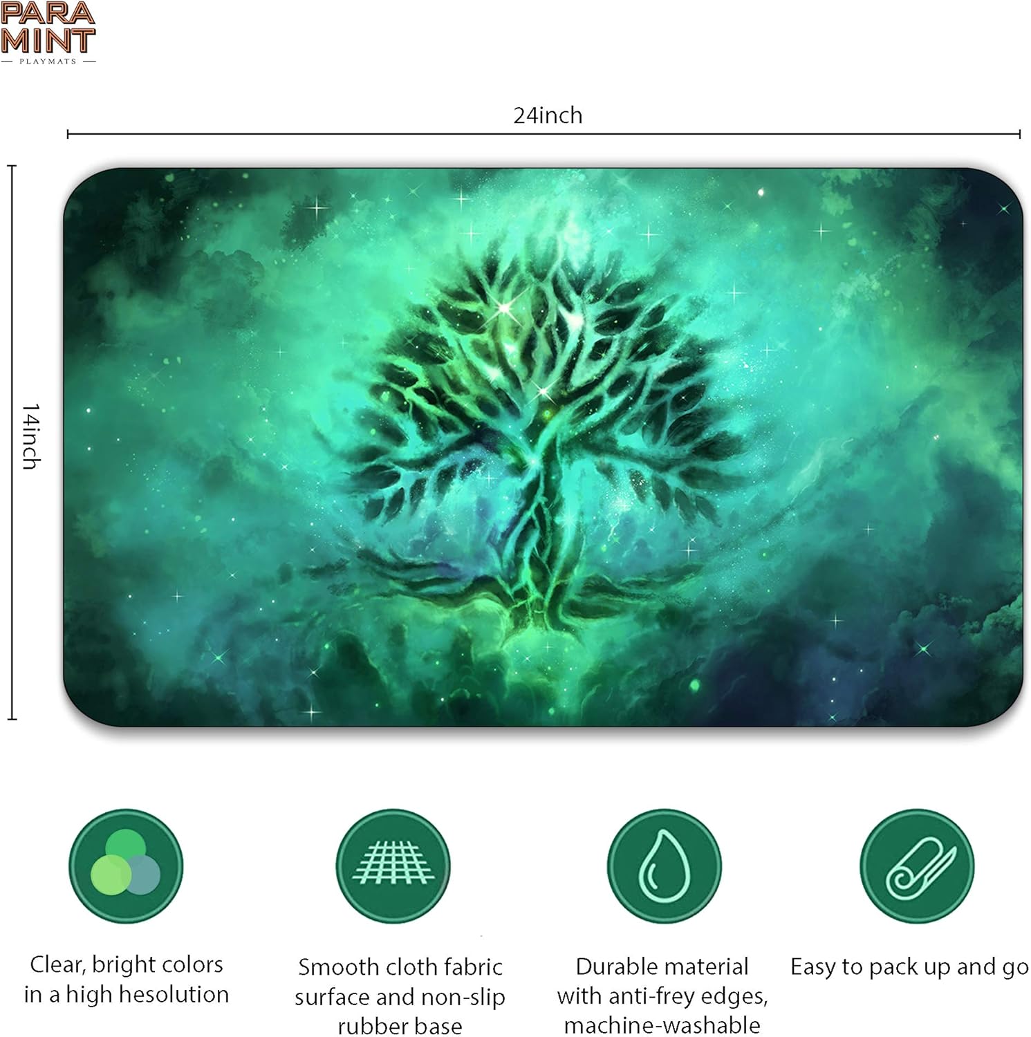 Paramint Forest Ethereal Mana (Stitched), MTG Playmat, Compatible with Magic the Gathering Playmat, Play MTG, YuGiOh, TCG - Image 4
