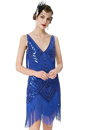 BABEYOND Women's 1920s Flapper Dress V Neck Slip Dress Roaring 20s