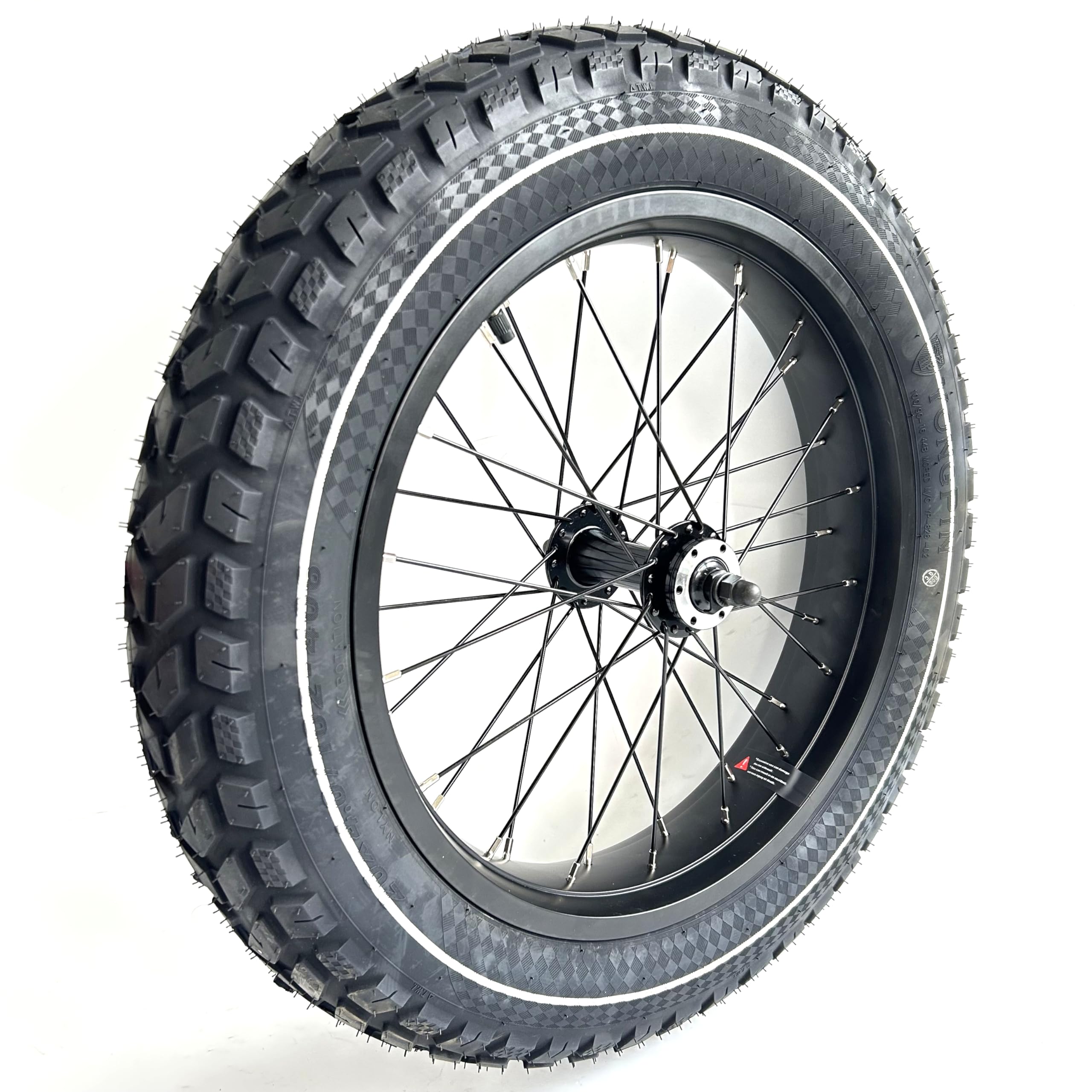 Photo 1 of 20''x4.0 Fat Bike Front Wheel Double Wall Rim with Puncture Resistant Tire All Terrain Bolt On and Hub 36x12G Spokes Black Alloy Aluminum Snow Bicycle Folding Fatbike Wheel Assembly