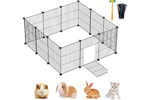Lxvckly Pet Playpen with Door, Encrypted Metal Wire Small Animals Cage, Portable Rabbit & Guinea Pig Fence, Kitten Playpen, I