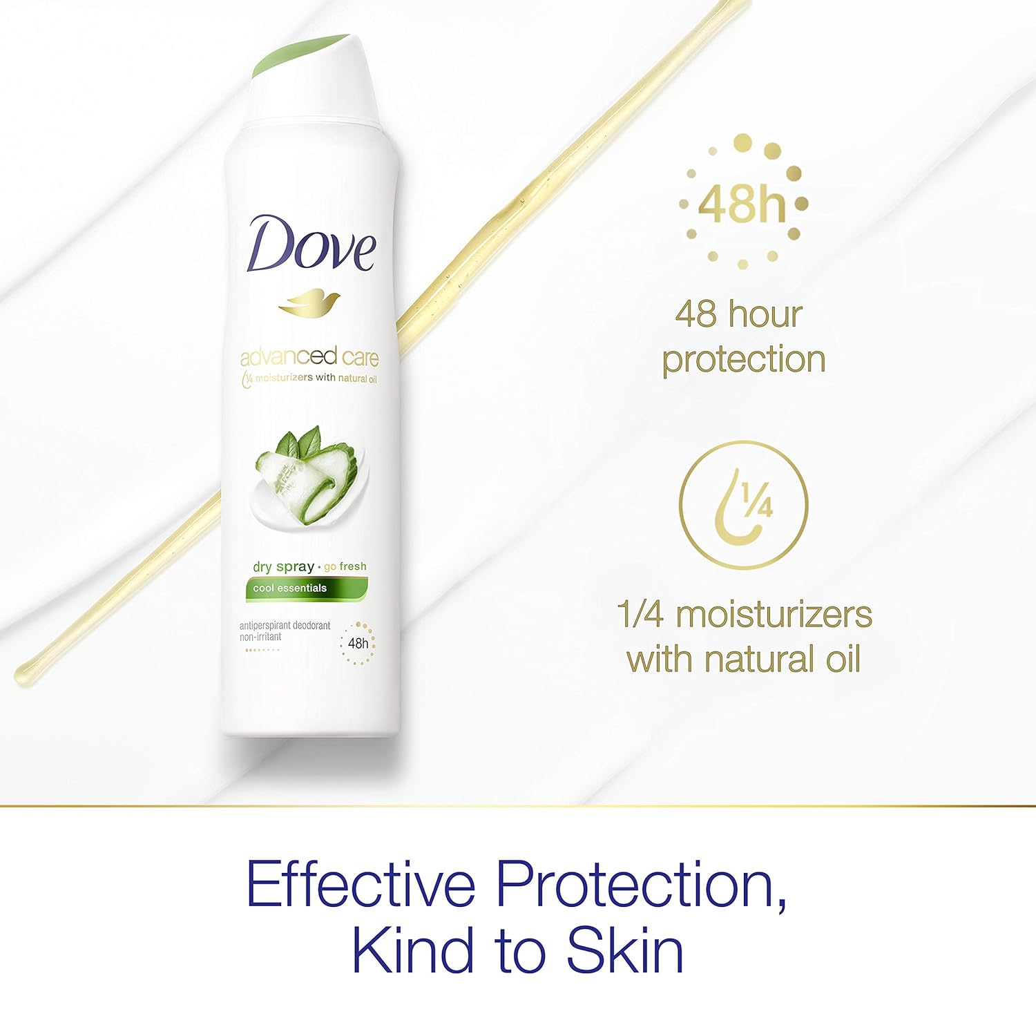 Dove Advanced Care Dry Spray Antiperspirant Deodorant for Women, Cool Essentials, for 48 Hour Protection And Soft And Comfortable Underarms, 3.8 oz : Beauty