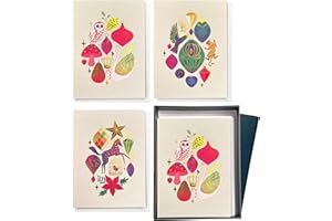 Elena Essex Blank Note Card 12 Pack/Cards and Envelopes / 3.75 x 5.2 Inch Greeting Cards Cards for All Occasions/Christmas Design Blank Notecards / 300 Gsm Gold Foil Embossed Blank Cards