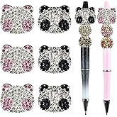 6Pcs Cute Panda Rhinestone Alloy Focal Beads for Pens Colorful Panda Spacer Beads for DIY Craft Beadable Pens Bracelet Necklace Earrings Keychain Jewelry Making
