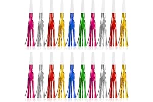 OPENFLY 48Pcs Happy New Year Noise Makers, Colorful New Year Blowouts Whistles Party Favors Metallic Fringed Party Blowers for Birthday Christmas New Years Eve Party Supplies