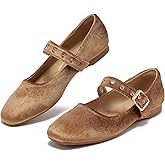 hingswink Mary Jane Shoes Women Ballet Flats with Strap Buckle Closed Toe MaryJanes Shoes Ballerina Flats for Women Dressy Comfortable