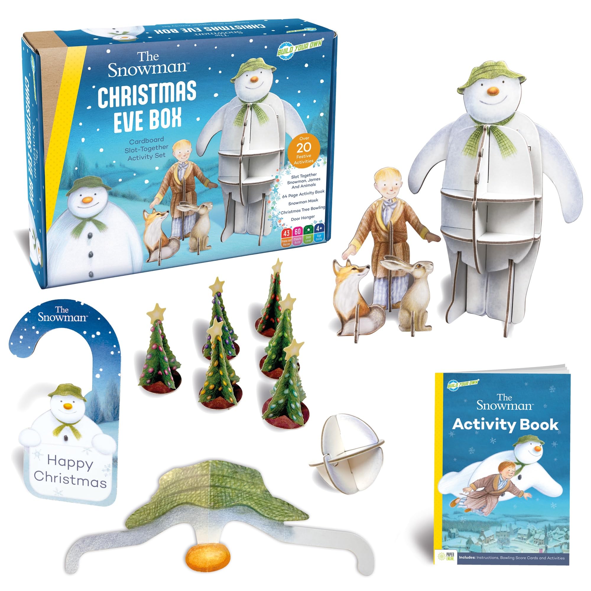Build Your Own The Snowman™ Christmas Eve Box - Includes Snowman Kit, Activity Book, Door Hanger, Face Mask & Skittle Game - Ages 4+