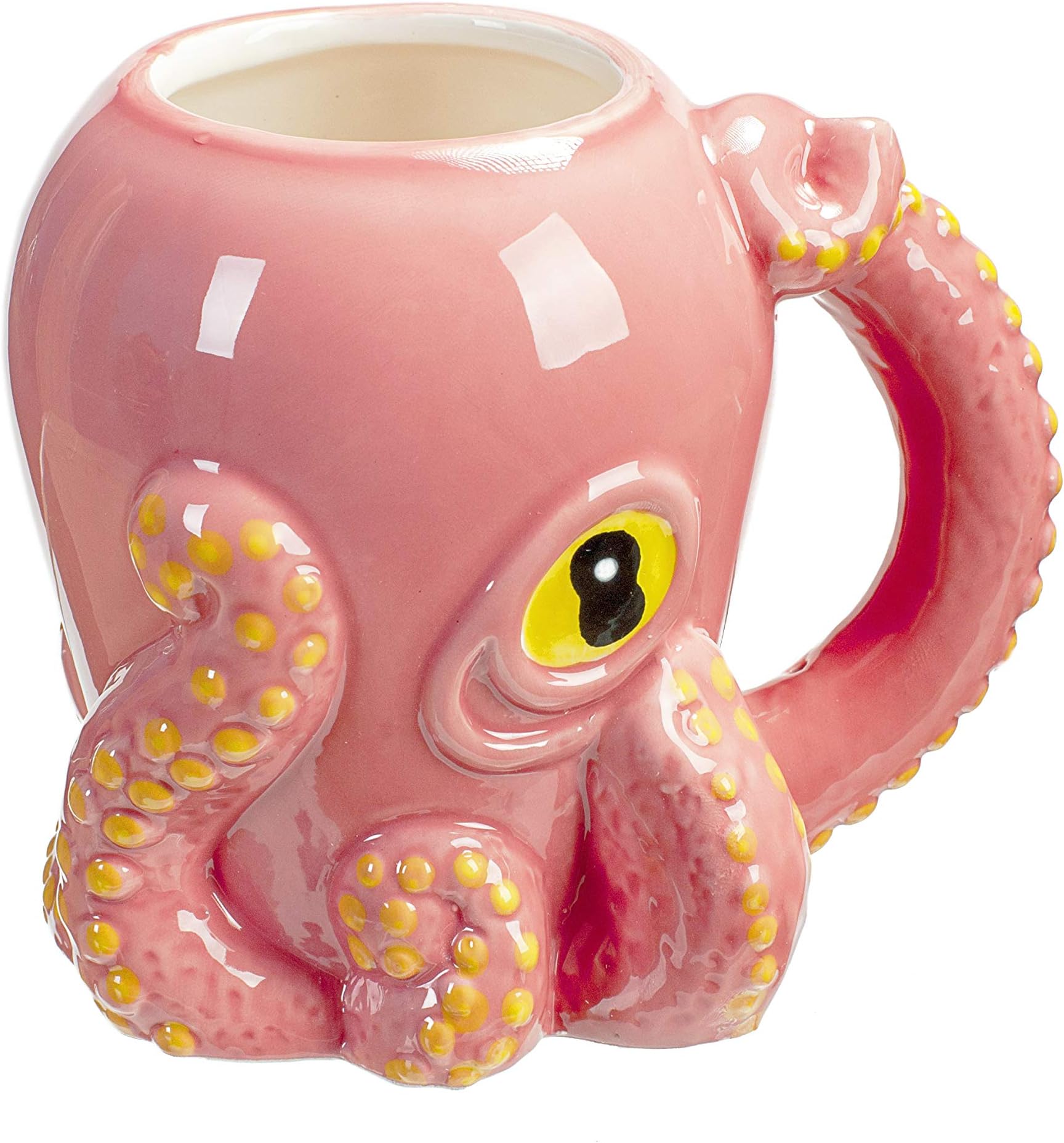 Pink Octopus Ceramic 3D Coffee Mug with Tentacle Handle(3D Octopus cup)