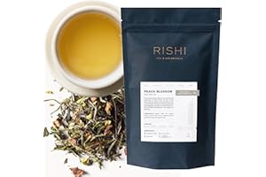 Rishi Tea Peach Blossom White Herbal Blend - Organic & Low Caffeine Loose Leaf Tea - 8.81 Ounces, 32+ Servings