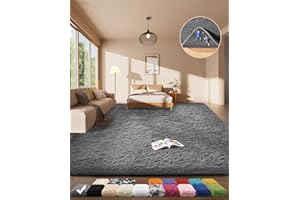 Ophanie Area Rugs for Living Room Bedroom, Upgrade Non-Slip Fluffy Soft Grey Shag Carpet, Indoor Floor Gray 4x6 Fuzzy Shaggy Living Room Plush Rug for Kids Home Dorm Decor Aesthetic