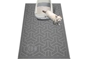UPSKY Cat Litter Mat, Litter Trapping Mat Soft on Kitty Paws, Large Litter Box Mat 35" x 24" Scatter Control for Indoor Cats Waterproof and Extra Large Pretty Litters Carpet