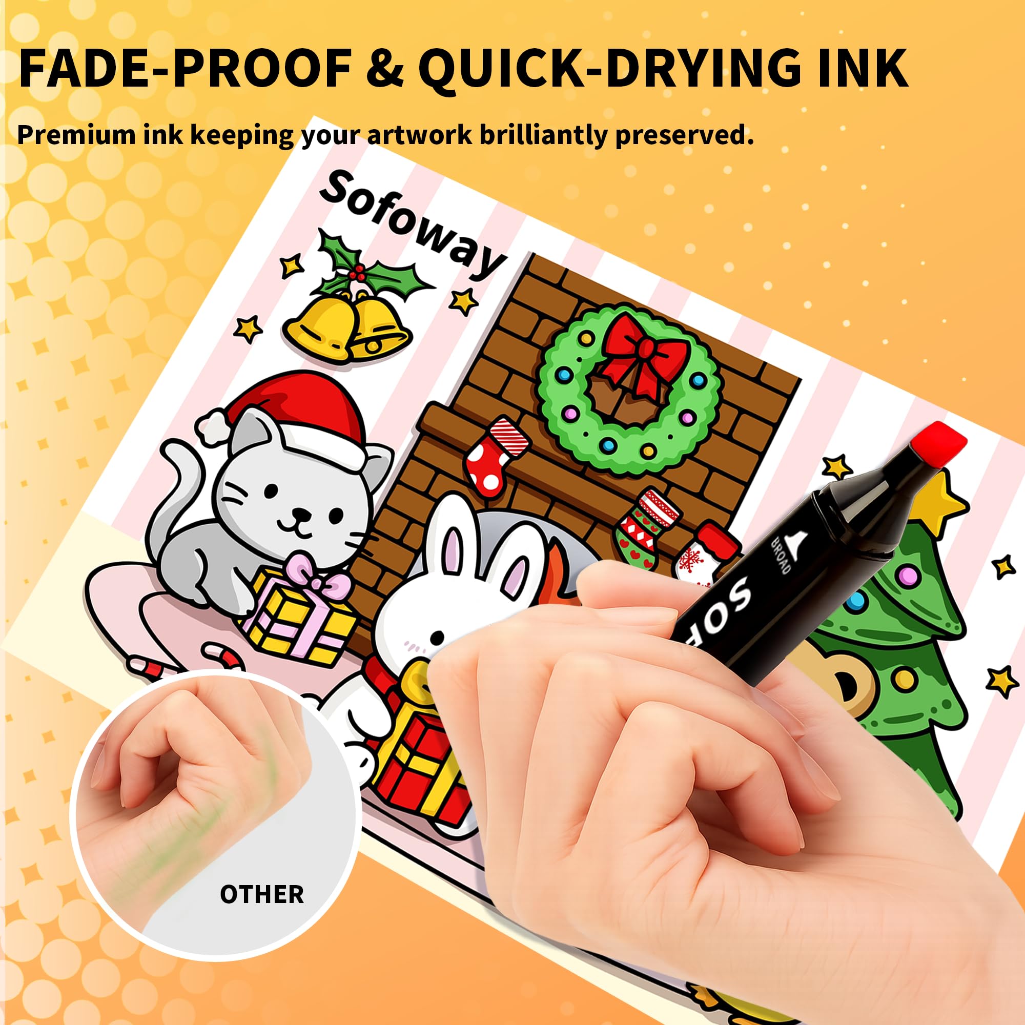 120 Color Alcohol Markers Set, Sofoway Art Markers Dual Tip Alcohol Based Markers with Penholder for Kids Adults Coloring Drawing Artists Illustration