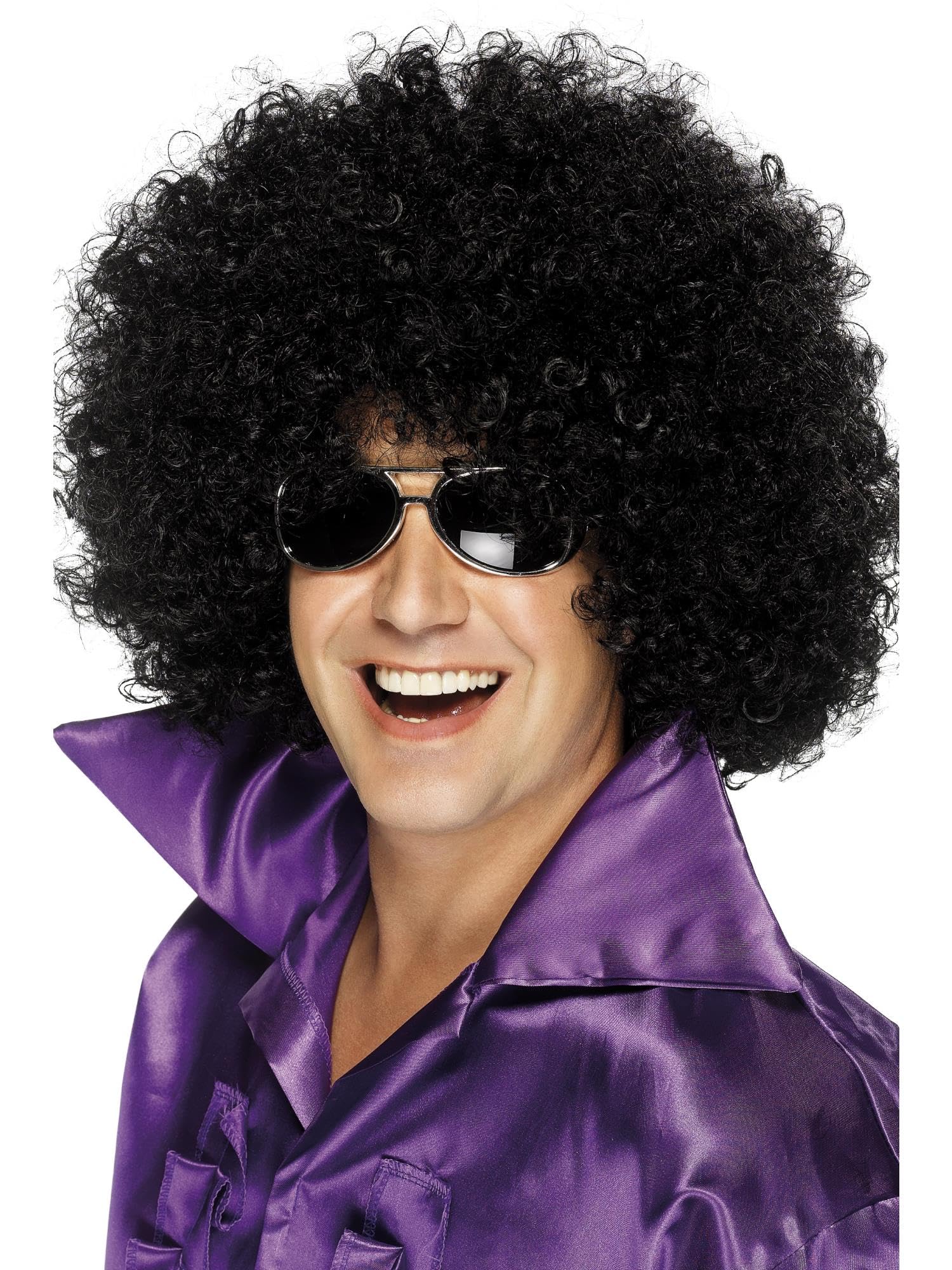 Smiffys Afro Wig, Mega-Huge, Black , 1970's Disco Fancy Dress, Adult Dress Up Wigs Halloween