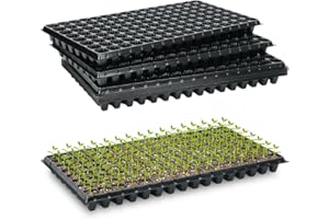 BEWAVE 15 Pack Seed Starter Tray 128 Cell Thick Gardening Germination Trays with Drain Holes Reusable Plant Grow Plug Trays Mini Propagator for Seeds Growing