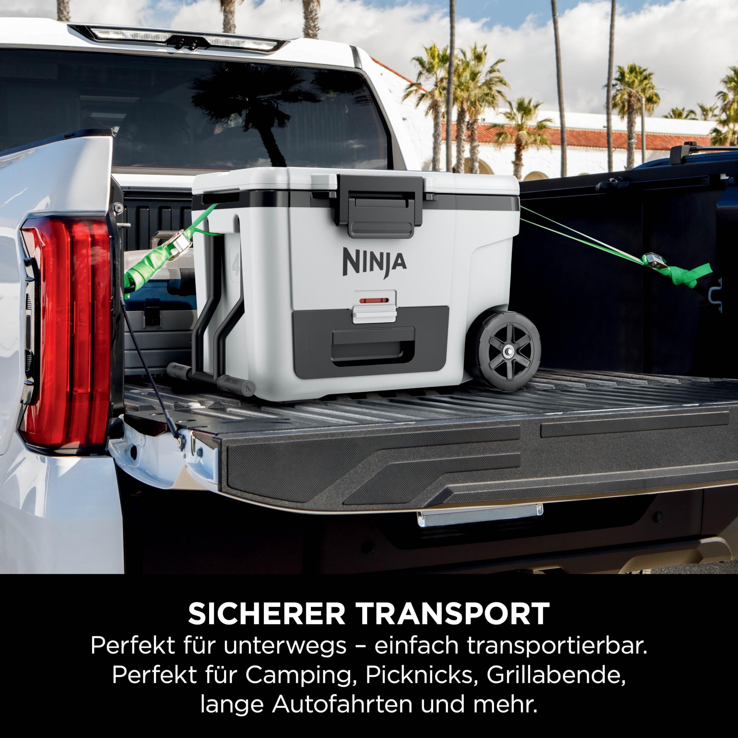 Ninja FrostVault Kühlbox mit Rollen und Isolierung, integrierter Dry Zone Schublade für Lagerung bei Kühlschranktemperatur, hält Eis tagelang, bietet Platz für bis zu 68 Dosen, Wolkenweiß, FB245EUWH 7