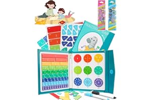 CHMYTEE Runaivete/Humblyman Magnetic Fraction Demonstration Book, Stem Magnetic Math Master Set, Classicous Magnetic Math Set - Educational Highiy Magnetic Fraction Tiles with 10 Brilliant Colors (1Pcs)
