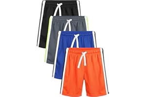 Poroka 4 Pack Toddler Boys Athletic Shorts Basketball Shorts Boys Shorts Mesh Quick Dry Shorts Summer Shorts for Boys