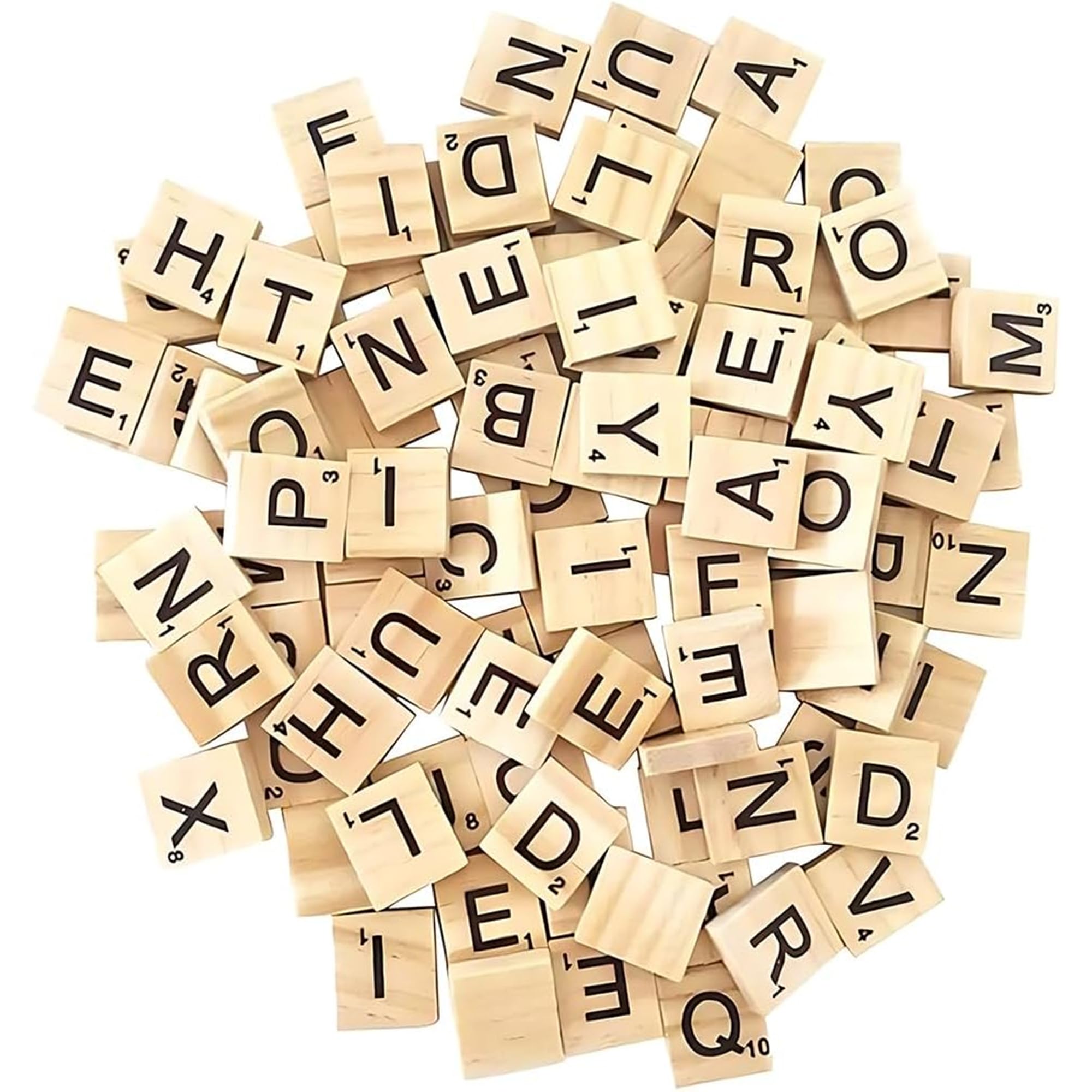 ASPIRE UK Pack of 200 Wooden Alphabet Letter Tiles Set, Natural Wood Scrabble Style Letters for Spelling, Word Games, Phonics Learning, Arts & Crafts, DIY Name Boards & Home Decor Educational Use