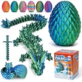 NIUCOO 12" 3D Printed Dragon Egg, Articulated 3D Printer Crystal Egg with Dragons Inside Toy, Surprise 3D Printed Animals Dragons Fidget Toys Party Favors for Kids Boys Girls
