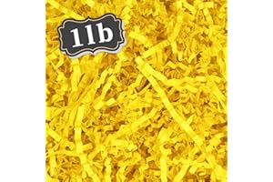 ZEBMOON 1 LB Yellow Crinkle Cut Paper Shred Filler Great for Gift Wrapping, Basket Filling, Birthday, Wedding, Halloween, Thanksgiving, Christmas Day, New Year Party Decorations Filling Supplies