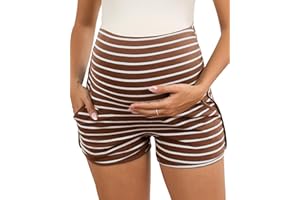 FMEYOA Maternity Shorts Over Belly Comfy Lounge Sleep Pajama Workout Athletic Pregnancy Shorts with Pockets
