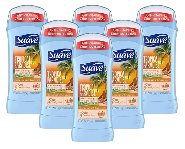 SUAVE DEODORANT 2.6 OUNCE 24HR TROPIC PARADISE INVIS. SOLID (76ML) (6 PACK)