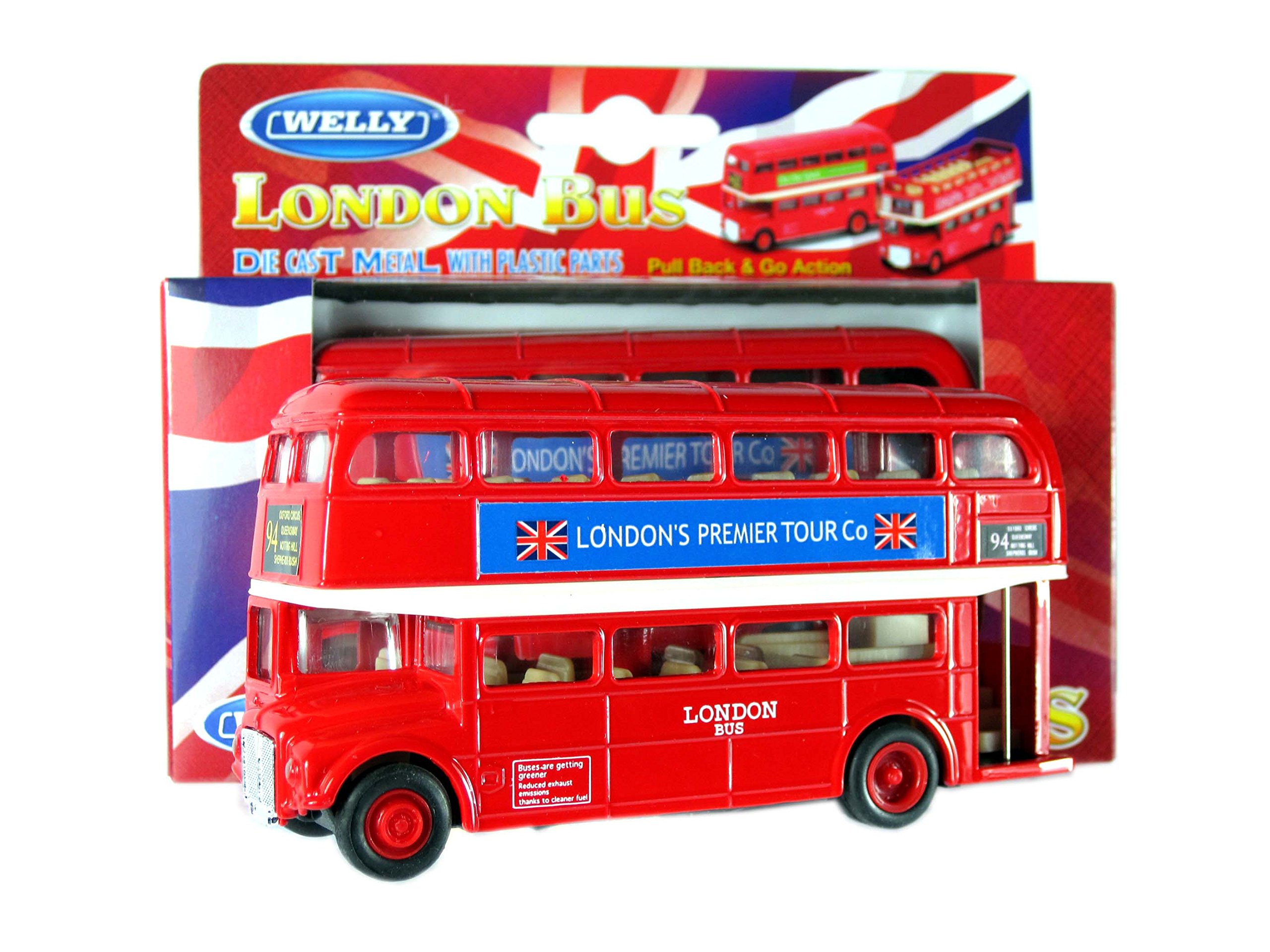 London Double Decker Red Bus Model (Pull Back & Go Action) Made of Die Cast Metal and Plastic Parts