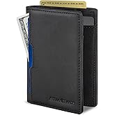 SERMAN BRANDS Wallets for Men Slim Mens leather RFID Blocking Minimalist Card Front Pocket Bifold Travel Thin
