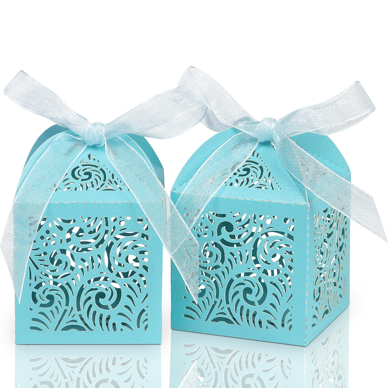 Photo 1 of COTOPHER 100Pcs Laser Cut Favor Boxes, 2x2x2.75in Small Gift Boxes for Presents, Party Wedding Favors Boxes with Ribbon